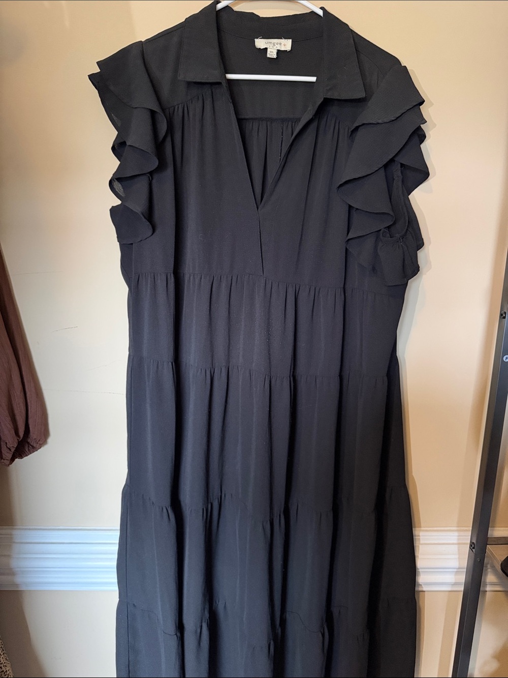 Umgee Black Ruffle Sleeve Maxi Dress